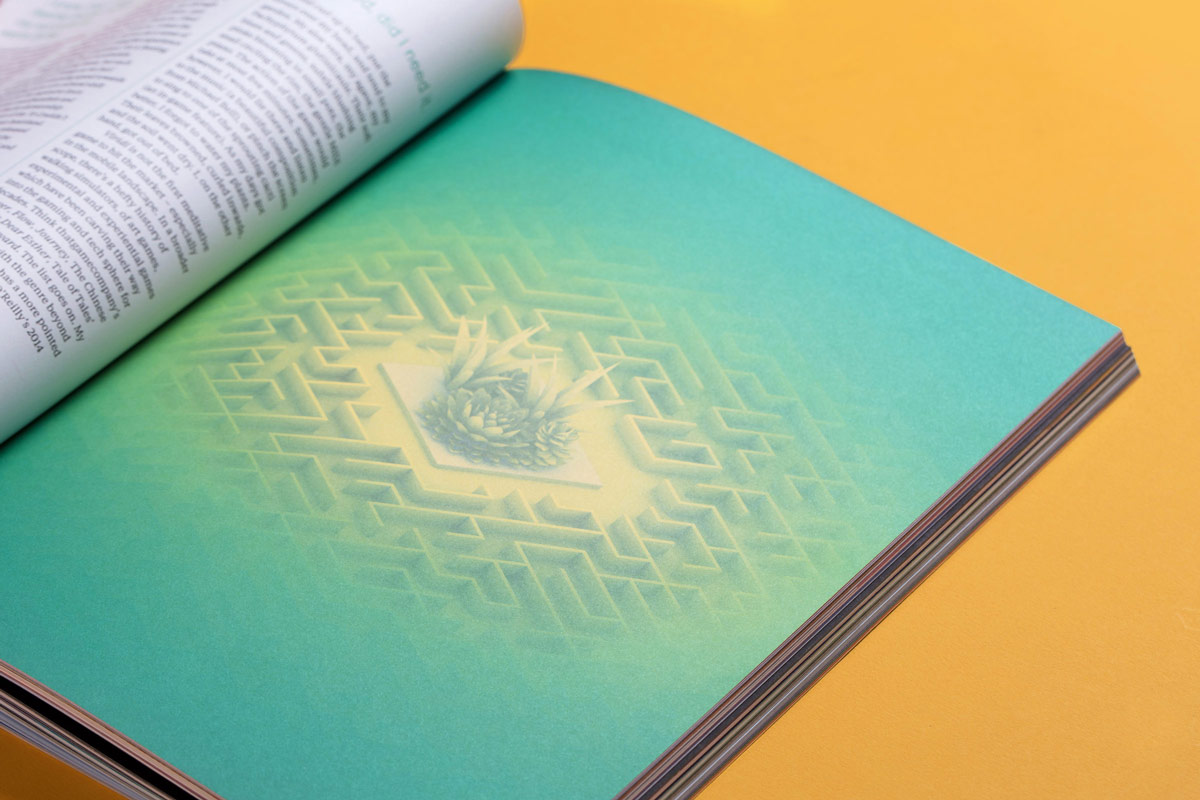 illustration of succulant plants in the middle of a maze