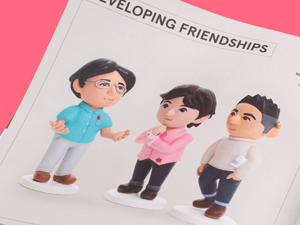 Detail image from issue 2 of A Profound Waste of Time featuring models of Iwata and Sakurai on the article on HAL Laboratory.