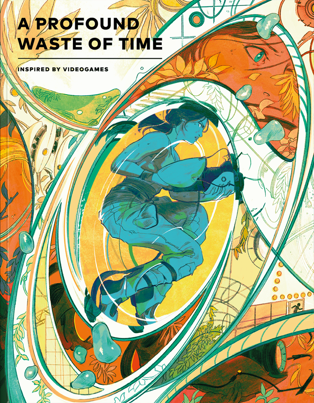 Cover image of issue 4 of A Profound Waste of Time featuring Chell from Portal by Valve illustrated by Molly Mendoza.